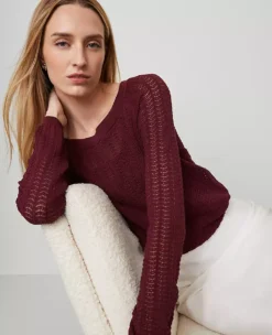 Pointelle Boatneck Sweater Windsor Wine