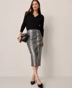 Snake Print Pencil Skirt Black/ Neutral Snakeskin 7 Snake Print Pencil Skirt Black/ Neutral Snakeskin -Anntaylor Shop 846061 019856