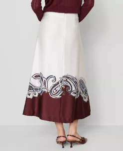 Paisley Satin Midi Skirt Windsor Wine -Anntaylor Shop 846086 523175 ALT2