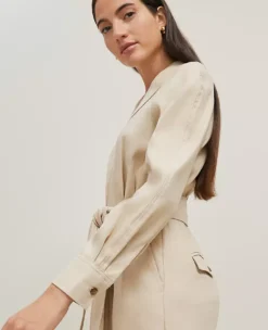 Petite Linen Blend Wide Leg Jumpsuit Toasted Oat -Anntaylor Shop 846091 7879 ALT2