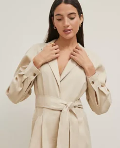 Petite Linen Blend Wide Leg Jumpsuit Toasted Oat -Anntaylor Shop 846091 7879 ALT3