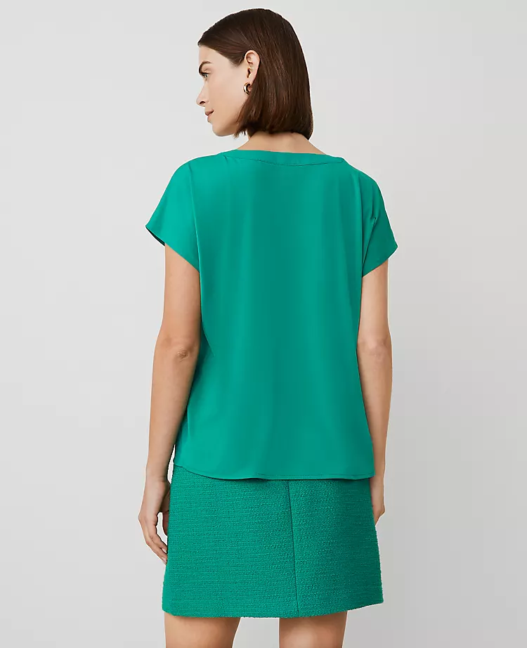 Petite Mixed Media Pleat Front Top Shady Glade 4 Petite Mixed Media Pleat Front Top Shady Glade - Image 2