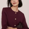 The Crew Neck Jacket In Ponte Poised Plum -Anntaylor Shop 846105 9536