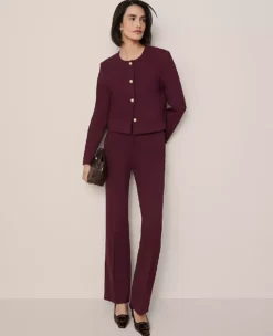 The Crew Neck Jacket In Ponte Poised Plum -Anntaylor Shop 846105 9536 ALT2