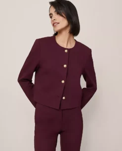 The Crew Neck Jacket In Ponte Poised Plum -Anntaylor Shop 846105 9536 ALT4