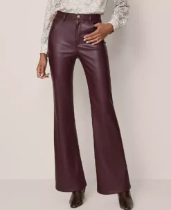 The Faux Leather Flare Pant Poised Plum -Anntaylor Shop 846120 9536 ALT1