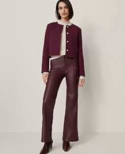 The Faux Leather Flare Pant Poised Plum -Anntaylor Shop 846120 9536 ALT3