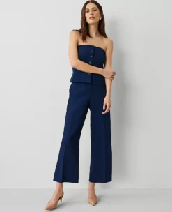 The Petite Wide-Leg Crop Pant In Fluid Crepe Pure Sapphire