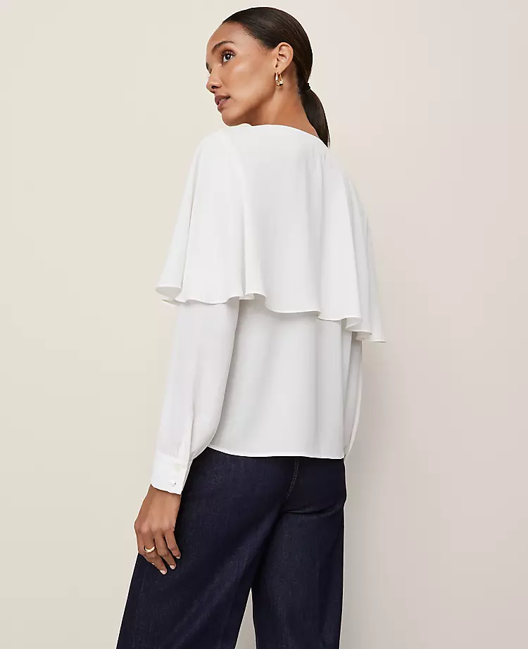 Capelet Overlay Blouse Winter White 4 Capelet Overlay Blouse Winter White - Image 2