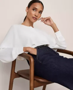 Capelet Overlay Blouse Winter White 7 Capelet Overlay Blouse Winter White -Anntaylor Shop 846151 9192 ALT2