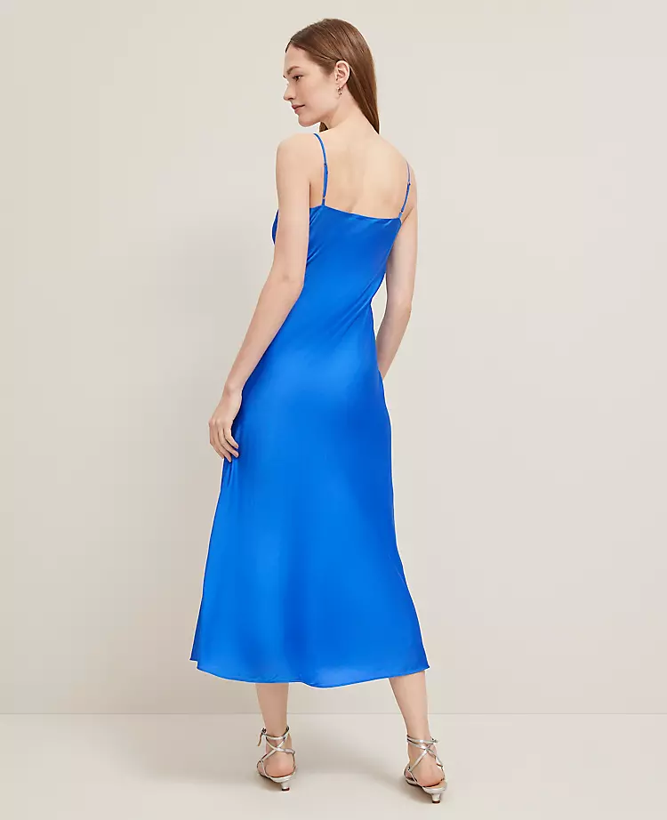 Petite Satin Slip Dress Power Blue 4 Petite Satin Slip Dress Power Blue - Image 2