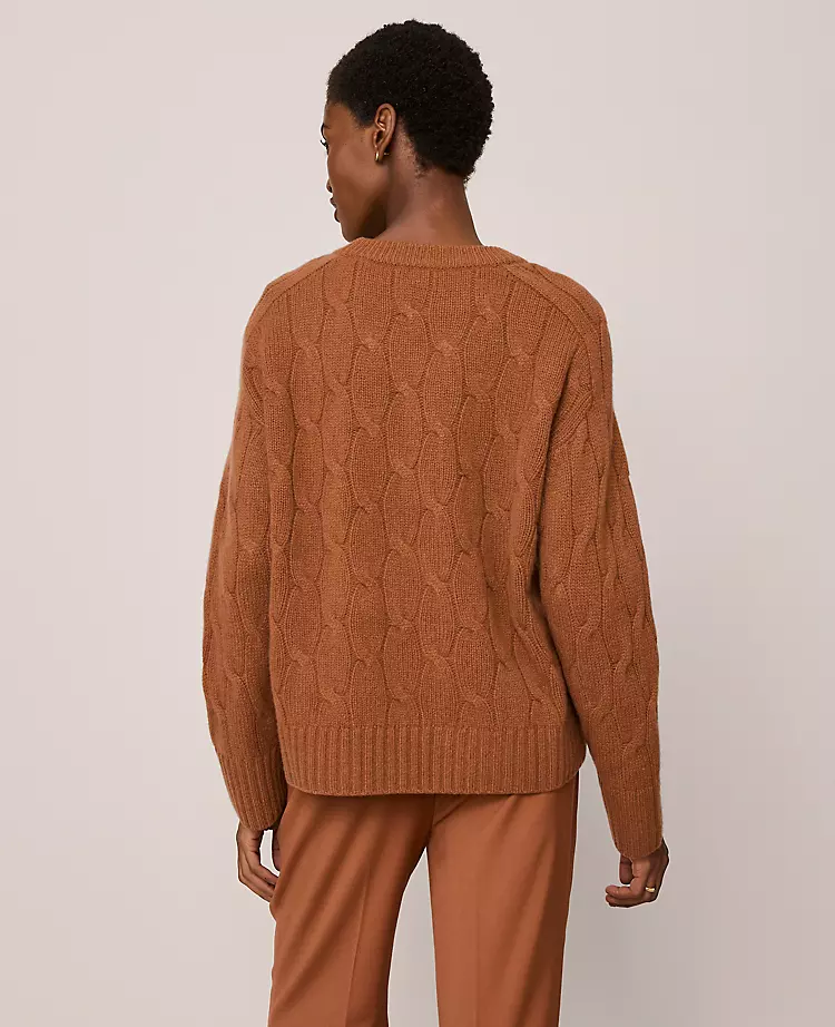 Cashmere Cable Sweater Spiced Cider 4 Cashmere Cable Sweater Spiced Cider - Image 2