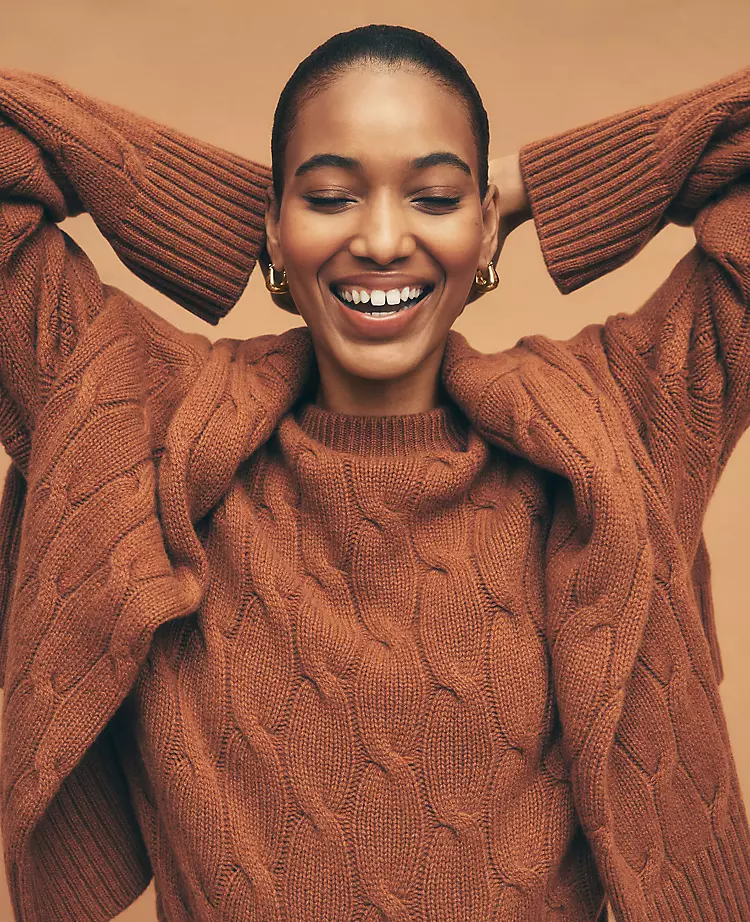 Cashmere Cable Sweater Spiced Cider 5 Cashmere Cable Sweater Spiced Cider - Image 3