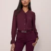 Lace Ruffle Trim Blouse Poised Plum