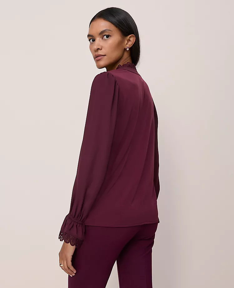 Lace Ruffle Trim Blouse Poised Plum 4 Lace Ruffle Trim Blouse Poised Plum - Image 2