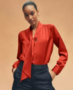 Satin Bow Blouse Amaretto 11 Satin Bow Blouse Amaretto -Anntaylor Shop 846260 018632 MKTG2