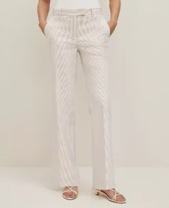 The Petite Straight Trouser Pant In Striped Seersucker Cappuccino Tan 6 The Petite Straight Trouser Pant In Striped Seersucker Cappuccino Tan -Anntaylor Shop 846278 7165 ALT1