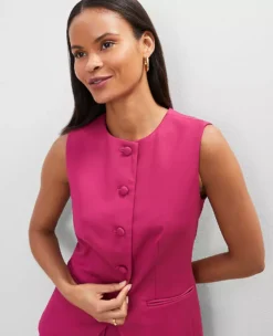 The Petite Long Crew Neck Vest Berry Splash -Anntaylor Shop 846337 019799 ALT2