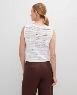 Petite Pointelle Sweater Shell White -Anntaylor Shop 846339 9000 ALT1