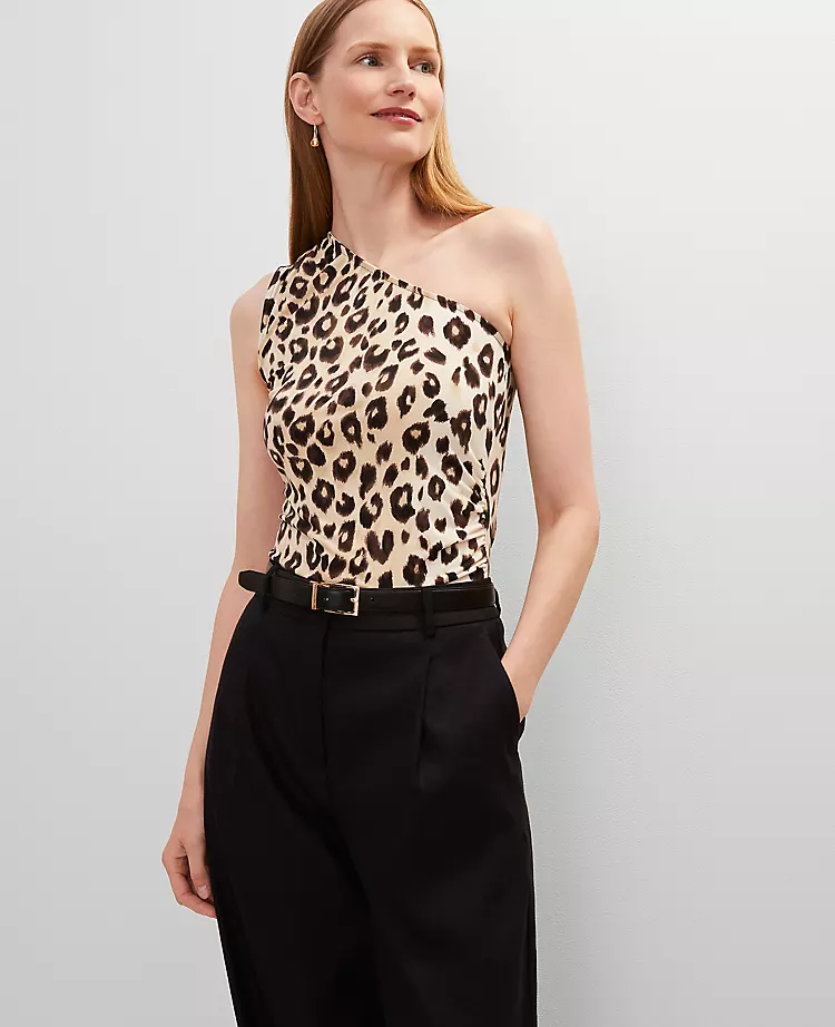 Animal Print One Shoulder Top C1_Black 3 Animal Print One Shoulder Top C1_Black