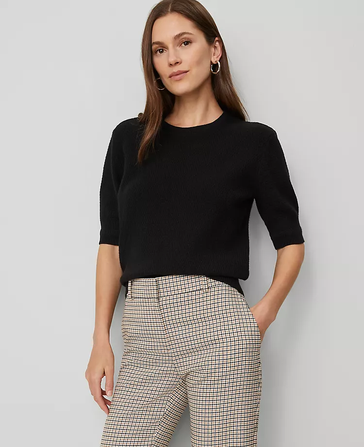 Petite Stitch Sweater Tee Black 3 Petite Stitch Sweater Tee Black