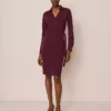 Collared Knit Wrap Dress Poised Plum -Anntaylor Shop 846436 9536