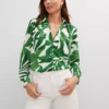 Petite Floral Camp Shirt Leafy Green -Anntaylor Shop 846438 520958
