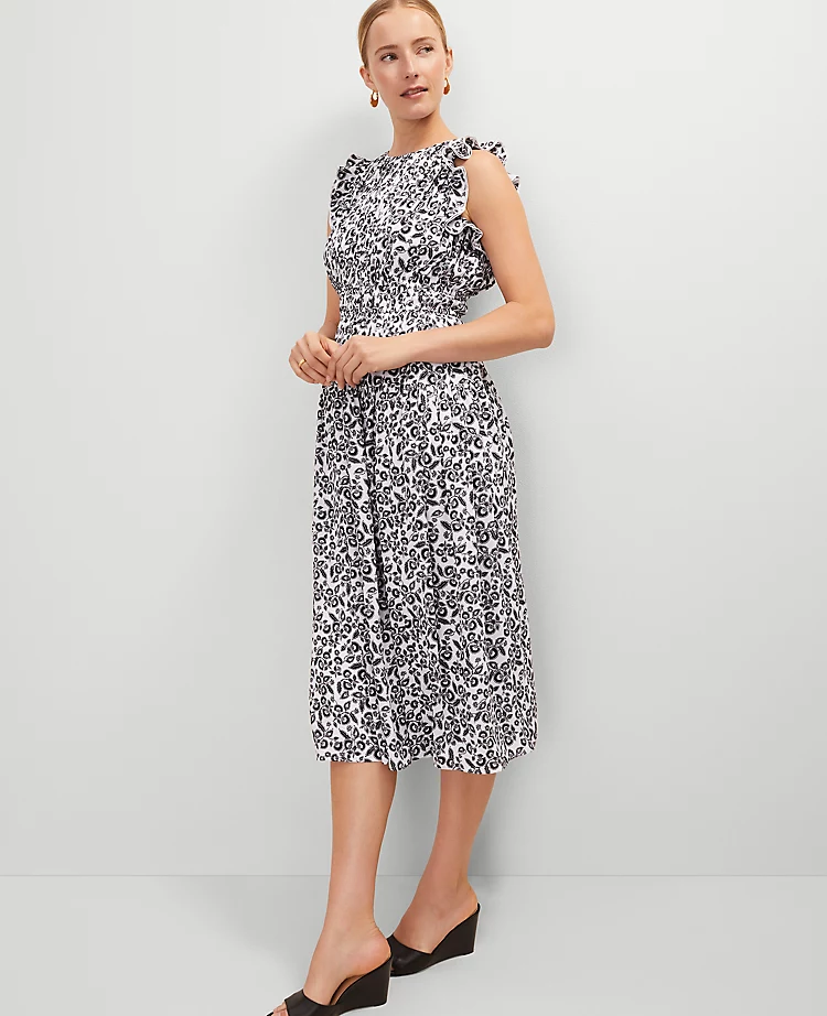 Floral Ruffle Midi Dress Black 3 Floral Ruffle Midi Dress Black