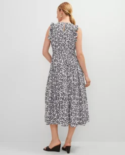 Floral Ruffle Midi Dress Black 6 Floral Ruffle Midi Dress Black -Anntaylor Shop 846448 520981 ALT1