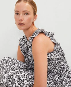 Floral Ruffle Midi Dress Black 7 Floral Ruffle Midi Dress Black -Anntaylor Shop 846448 520981 ALT2