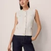 Petite Cable Sweater Vest Pale Sand Heather