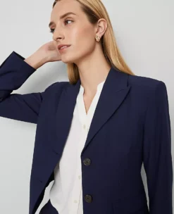 The Petite Shorter Two Button Blazer In Bi-Stretch Pure Sapphire