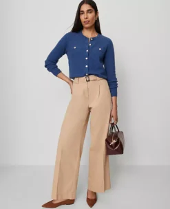 The Petite Belted Wide-Leg Pant Cafe Au Lait -Anntaylor Shop 846534 5824 ALT3