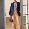 The Petite Belted Wide-Leg Pant Cafe Au Lait -Anntaylor Shop 846534 5824 MKTG1