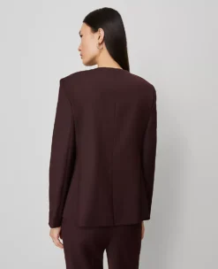 The Petite Curved Hem Jacket Classic Burgundy 8 The Petite Curved Hem Jacket Classic Burgundy -Anntaylor Shop 846600 019903 ALT1