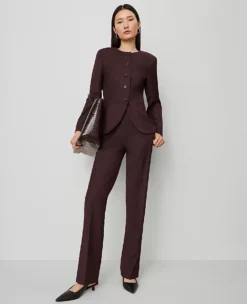 The Petite Curved Hem Jacket Classic Burgundy 9 The Petite Curved Hem Jacket Classic Burgundy -Anntaylor Shop 846600 019903 ALT2