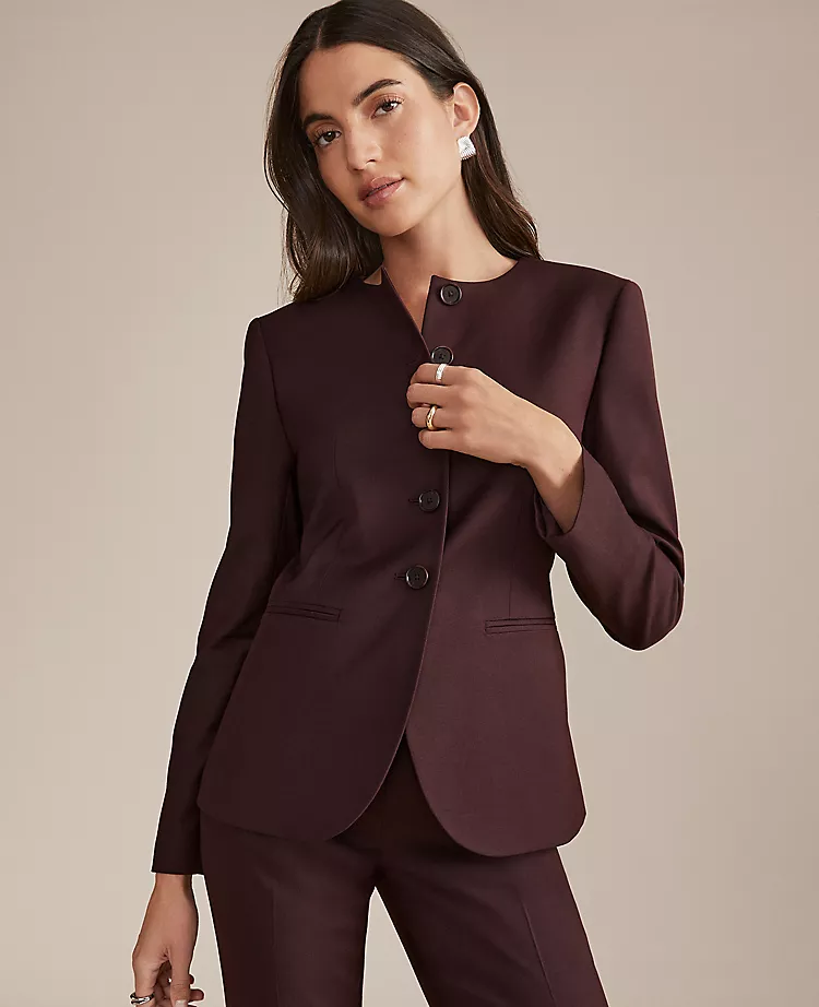 The Petite Curved Hem Jacket Classic Burgundy 3 The Petite Curved Hem Jacket Classic Burgundy