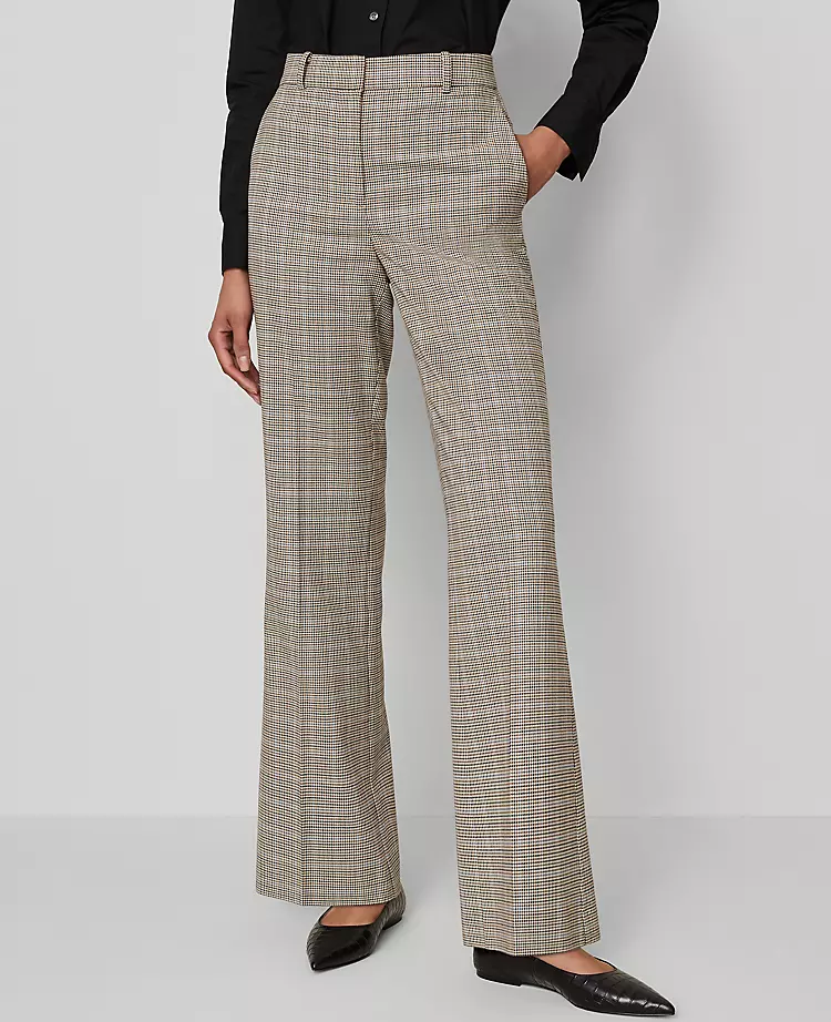The Petite Flare Trouser In Plaid Copper/Cream Multi 5 The Petite Flare Trouser In Plaid Copper/Cream Multi - Image 3