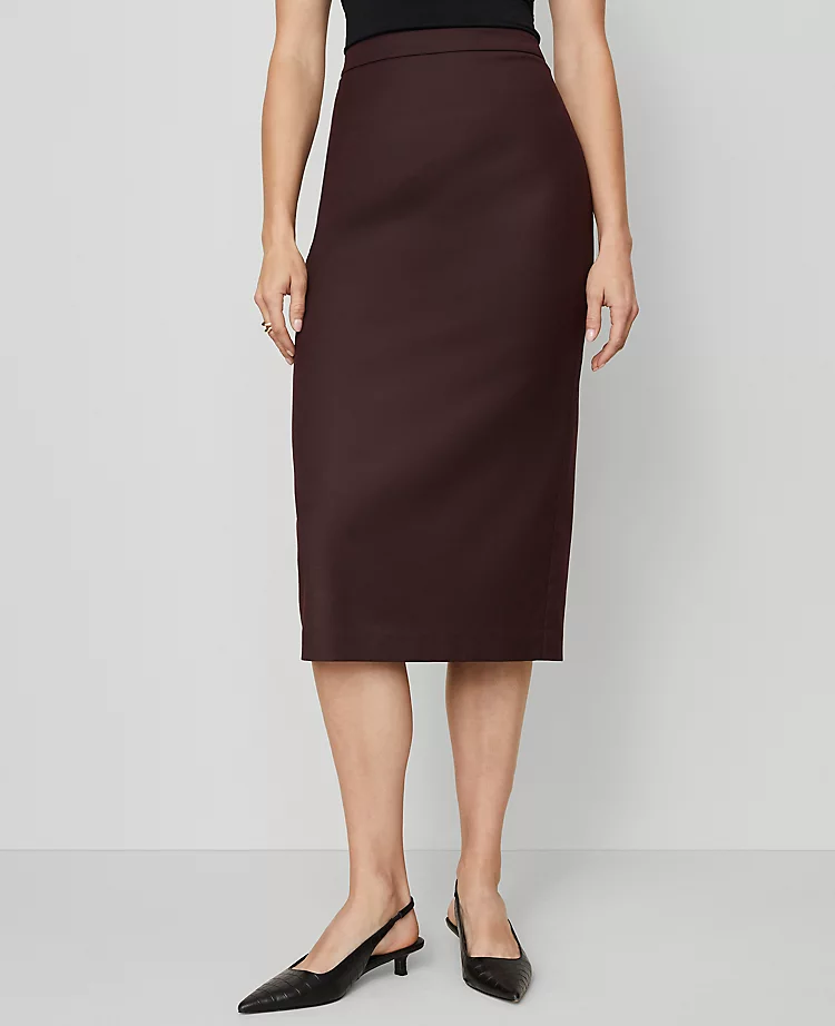 Petite Twill Column Midi Skirt Classic Burgundy 4 Petite Twill Column Midi Skirt Classic Burgundy - Image 2