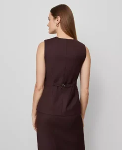 The Petite Long Crew Neck Vest Classic Burgundy -Anntaylor Shop 846683 019903 ALT1