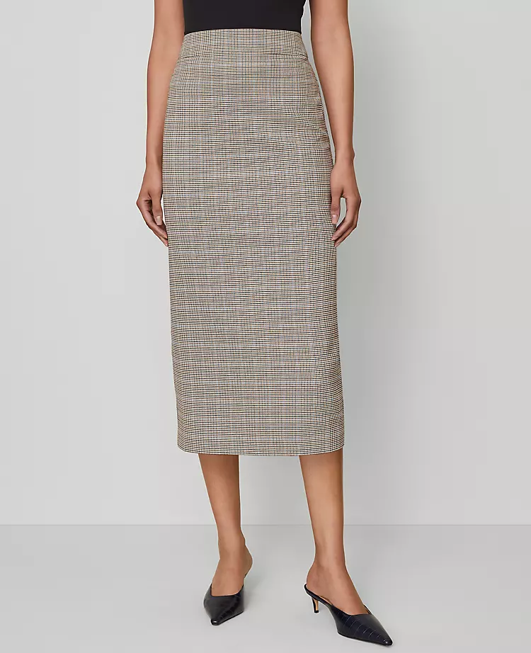 The Petite Clean Pencil Skirt In Plaid Copper/Cream Multi 4 The Petite Clean Pencil Skirt In Plaid Copper/Cream Multi - Image 2