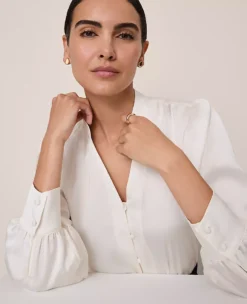 Petite V-Neck Popover Winter White -Anntaylor Shop 846747 9192 ALT2