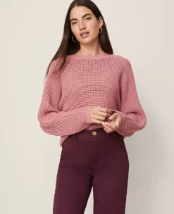 Petite Weekend Collection Open Stitch Scalloped Sweater French Pink Clay -Anntaylor Shop 846767 9721 ALT2