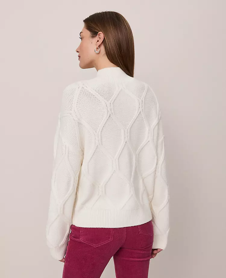 Petite Weekend Collection Cable Sweater Winter White 5 Petite Weekend Collection Cable Sweater Winter White - Image 3