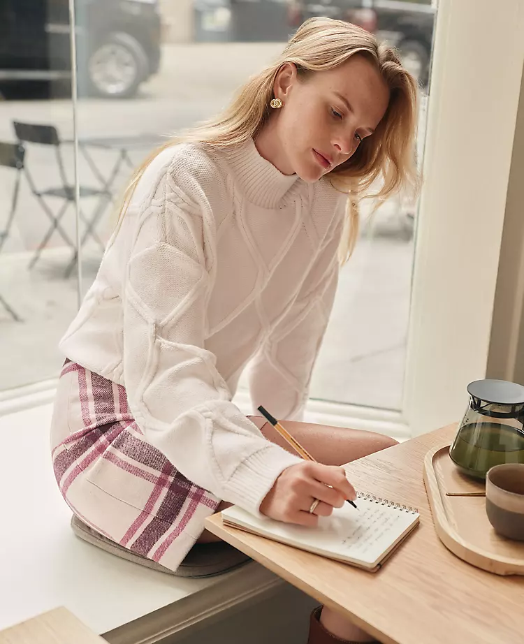 Petite Weekend Collection Cable Sweater Winter White 3 Petite Weekend Collection Cable Sweater Winter White