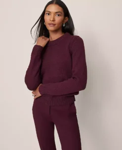 Petite Chunky Wedge Sweater Poised Plum