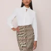 Petite Ruffle Neck Satin Blouse Winter White -Anntaylor Shop 846783 9192