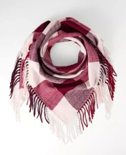 Oversized Plaid TriangleScarf Poised Plum