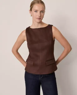 Petite Faux Suede Shell Dark Brown