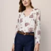 Petite Paisley V-Neck Popover Winter White -Anntaylor Shop 846827 522887